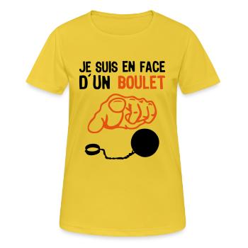 je suis face boulet insulte doigt pointe - T-shirt respirant Femme - jaune soleil - Devant - AI Model Female 172 dark (172cm)
