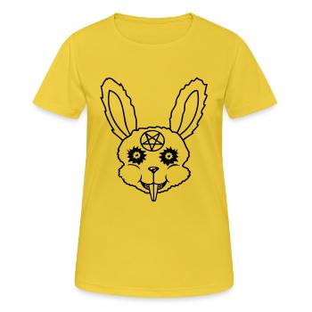 Pentagramme Lapin Satan - T-shirt respirant Femme - jaune soleil - Devant - AI Model Female 172 dark (172cm)