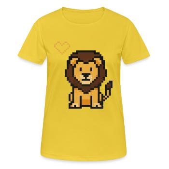 Löwe Pixel - Frauen T-Shirt atmungsaktiv - Sonnengelb - Vorne - AI Model Female 172 dark (172cm)
