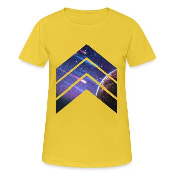 meteor Galaxy - Frauen T-Shirt atmungsaktiv - Sonnengelb - Vorne - AI Model Female 172 dark (172cm)