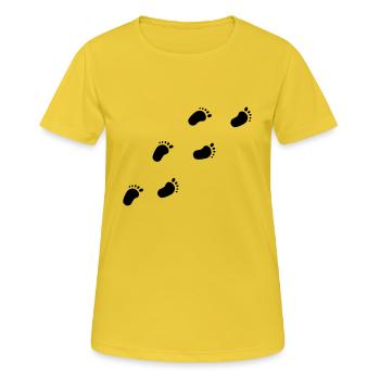 Baby pieds, les pieds des enfants, les enfants, - T-shirt respirant Femme - jaune soleil - Devant - AI Model Female 172 dark (172cm)