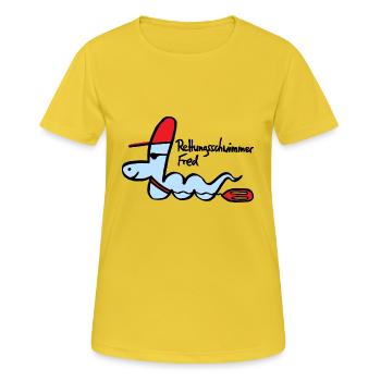 Rettungsschwimmer Fred - Frauen T-Shirt atmungsaktiv - Sonnengelb - Vorne - AI Model Female 172 dark (172cm)