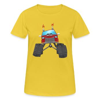 Monstertruck - Frauen T-Shirt atmungsaktiv - Sonnengelb - Vorne - AI Model Female 172 dark (172cm)