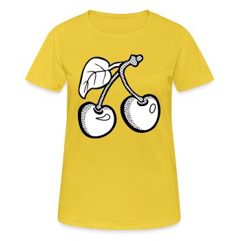 cherries kirschen veggie gemuese fruits16 - Frauen T-Shirt atmungsaktiv - Sonnengelb - Vorne - AI Model Female 172 dark (172cm)