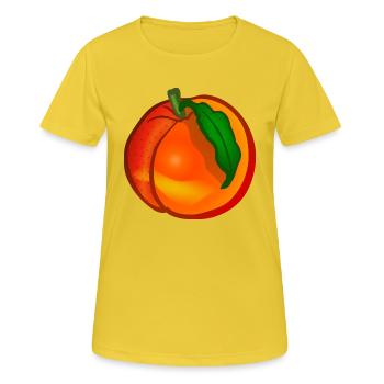 veggie Veggie pêche pêche fruits2 - T-shirt respirant Femme - jaune soleil - Devant - AI Model Female 172 dark (172cm)