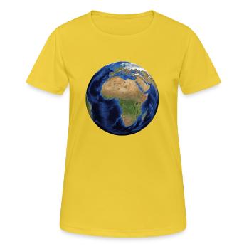 Weltkugel - Frauen T-Shirt atmungsaktiv - Sonnengelb - Vorne - AI Model Female 172 dark (172cm)