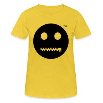Smiley Shut up - Sei Still - Frauen T-Shirt atmungsaktiv - Sonnengelb - Vorne - AI Model Female 172 dark (172cm)