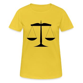 rechtsanwalt anwalt lawyer judge richter law justi - Frauen T-Shirt atmungsaktiv - Sonnengelb - Vorne - AI Model Female 172 dark (172cm)