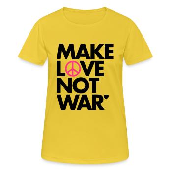Make Love Not War - Frauen T-Shirt atmungsaktiv - Sonnengelb - Vorne - AI Model Female 172 dark (172cm)
