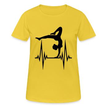 puls yoga herzschlag frequenz frau gymnastik sport - Frauen T-Shirt atmungsaktiv - Sonnengelb - Vorne - AI Model Female 172 dark (172cm)
