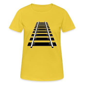eisenbahn zug tram train railroad railway locomoti - Frauen T-Shirt atmungsaktiv - Sonnengelb - Vorne - AI Model Female 172 dark (172cm)