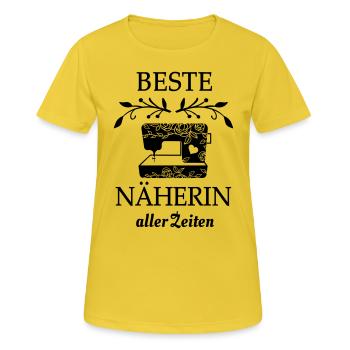 Beste Näherin Schneiderin Nähmaschine nähen Love - Frauen T-Shirt atmungsaktiv - Sonnengelb - Vorne - AI Model Female 172 dark (172cm)