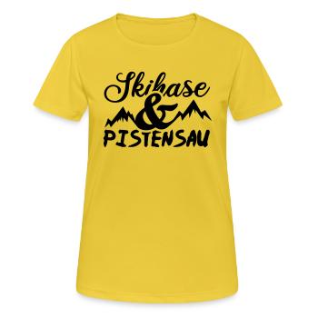 Skihase und Pistensau - Frauen T-Shirt atmungsaktiv - Sonnengelb - Vorne - AI Model Female 172 dark (172cm)