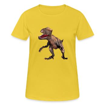 dinosaures Velociraptor 11 - T-shirt respirant Femme - jaune soleil - Devant - AI Model Female 172 dark (172cm)