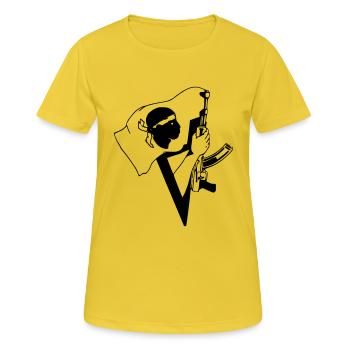 corse arme drapeau - T-shirt respirant Femme - jaune soleil - Devant - AI Model Female 172 dark (172cm)