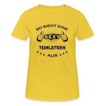 emploi sport anniversaire sexy CHEF D'ÉQUIPE 1 - T-shirt respirant Femme - jaune soleil - Devant - AI Model Female 172 dark (172cm)