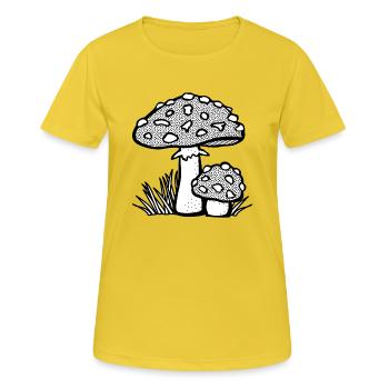 champignons champignons vegetables113 veggie veggie champignons - T-shirt respirant Femme - jaune soleil - Devant - AI Model Female 172 dark (172cm)