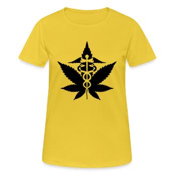 Caducée herbétique - T-shirt respirant Femme - jaune soleil - Devant - AI Model Female 172 dark (172cm)
