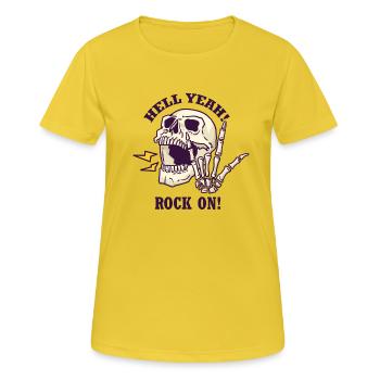 Hell yeah - rock sur - T-shirt respirant Femme - jaune soleil - Devant - AI Model Female 172 dark (172cm)