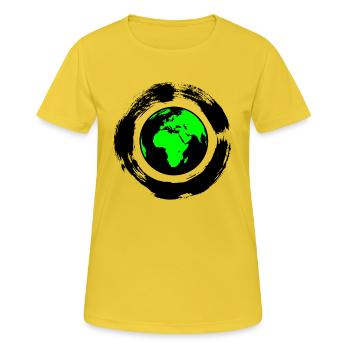 grüne Erde - Frauen T-Shirt atmungsaktiv - Sonnengelb - Vorne - AI Model Female 172 dark (172cm)