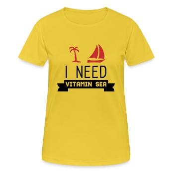 URLAUB - Frauen T-Shirt atmungsaktiv - Sonnengelb - Vorne - AI Model Female 172 dark (172cm)