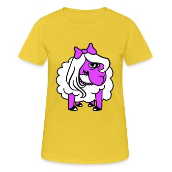 mouton offensé fille femme mauvais œil joli - T-shirt respirant Femme - jaune soleil - Devant - AI Model Female 172 dark (172cm)