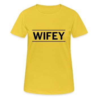 Wifey - Frauen T-Shirt atmungsaktiv - Sonnengelb - Vorne - AI Model Female 172 dark (172cm)