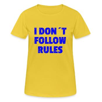 I DON'T FOLLOW RULES Blue - Women's Breathable T-Shirt - sunshine - Front - AI Model Female 172 dark (172cm)