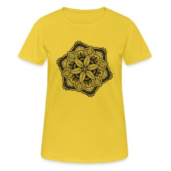 Mandala - Frauen T-Shirt atmungsaktiv - Sonnengelb - Vorne - AI Model Female 172 dark (172cm)