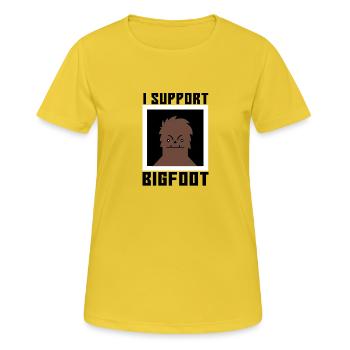 Big Foot Recherche Hunter Camping Monster cadeau - T-shirt respirant Femme - jaune soleil - Devant - AI Model Female 172 dark (172cm)