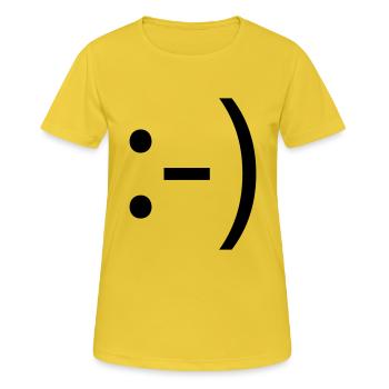 smile :-) - Frauen T-Shirt atmungsaktiv - Sonnengelb - Vorne - AI Model Female 172 dark (172cm)