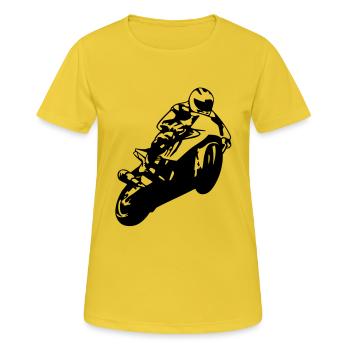 Superbike HP4 Wheelie - Frauen T-Shirt atmungsaktiv - Sonnengelb - Vorne - AI Model Female 172 dark (172cm)