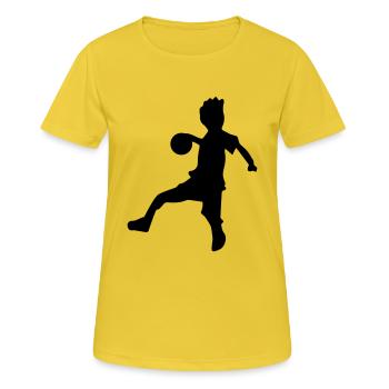 Kinder Handball Sprungwurf - Frauen T-Shirt atmungsaktiv - Sonnengelb - Vorne - AI Model Female 172 dark (172cm)