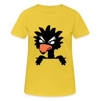 Corbeau oiseau Peeps Mal Cool Drôle Bande dessinée Humour Amusant - T-shirt respirant Femme - jaune soleil - Devant - AI Model Female 172 dark (172cm)