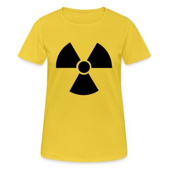 Atom Zeichen - Frauen T-Shirt atmungsaktiv - Sonnengelb - Vorne - AI Model Female 172 dark (172cm)