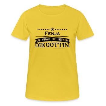 geburtstag legende goettin Fenja - Frauen T-Shirt atmungsaktiv - Sonnengelb - Vorne - AI Model Female 172 dark (172cm)