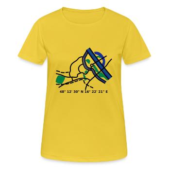 carte de la ville de Vienne Vienne - T-shirt respirant Femme - jaune soleil - Devant - AI Model Female 172 dark (172cm)