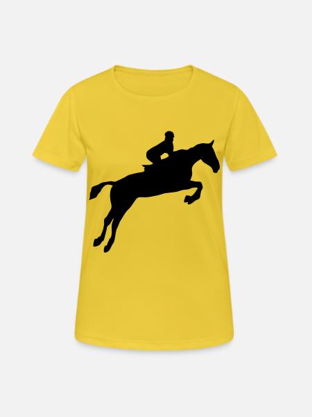 equitation cavalier obstacle cheval saut - T-shirt respirant Femme - jaune soleil