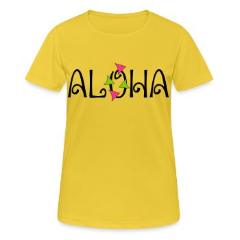 ALOHA - T-shirt respirant Femme - jaune soleil - Devant - AI Model Female 172 dark (172cm)
