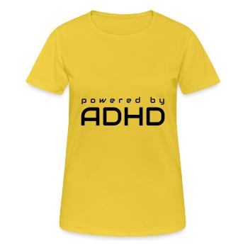 Alimenté par le TDAH - T-shirt respirant Femme - jaune soleil - Devant - AI Model Female 172 dark (172cm)