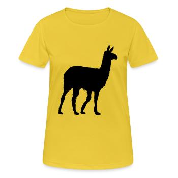 lama - Frauen T-Shirt atmungsaktiv - Sonnengelb - Vorne - AI Model Female 172 dark (172cm)