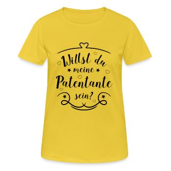 Tu veux être ma marraine ? Parrainage sombre - T-shirt respirant Femme - jaune soleil - Devant - AI Model Female 172 dark (172cm)