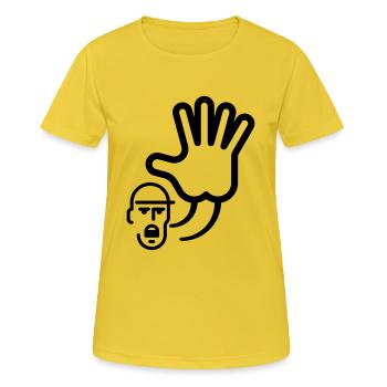 Stop / Signe De La Main - T-shirt respirant Femme - jaune soleil - Devant - AI Model Female 172 dark (172cm)