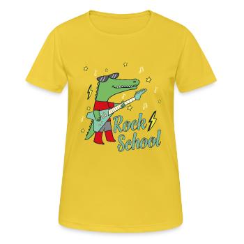 Rock School Début d’école Début d’école Idée de cadeau - T-shirt respirant Femme - jaune soleil - Devant - AI Model Female 172 dark (172cm)