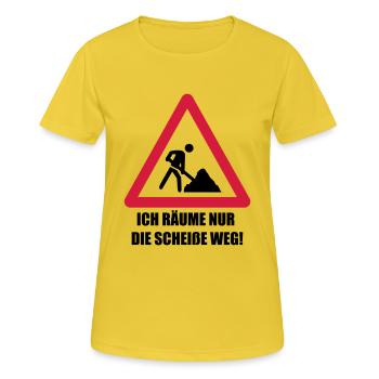 baustelle spruch - Frauen T-Shirt atmungsaktiv - Sonnengelb - Vorne - AI Model Female 172 dark (172cm)