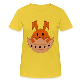 Lapin de Pâques - T-shirt respirant Femme - jaune soleil - Devant - AI Model Female 172 dark (172cm)
