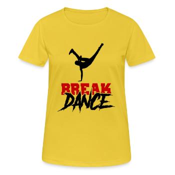 Break Dance 01 - T-shirt respirant Femme - jaune soleil - Devant - AI Model Female 172 dark (172cm)