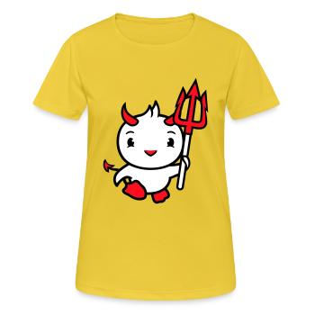 oiseau diable cornes satan trident enfer mal cool - T-shirt respirant Femme - jaune soleil - Devant - AI Model Female 172 dark (172cm)