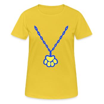 Chat patte chien animal collier ras de cou bijoux - T-shirt respirant Femme - jaune soleil - Devant - AI Model Female 172 dark (172cm)