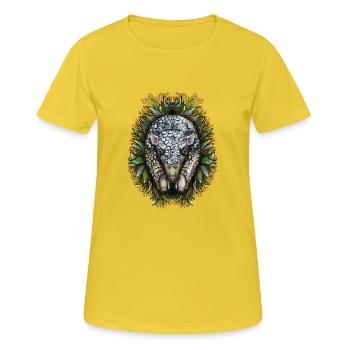 Ethel der Aardvark von Jon Ball - Frauen T-Shirt atmungsaktiv - Sonnengelb - Vorne - AI Model Female 172 dark (172cm)